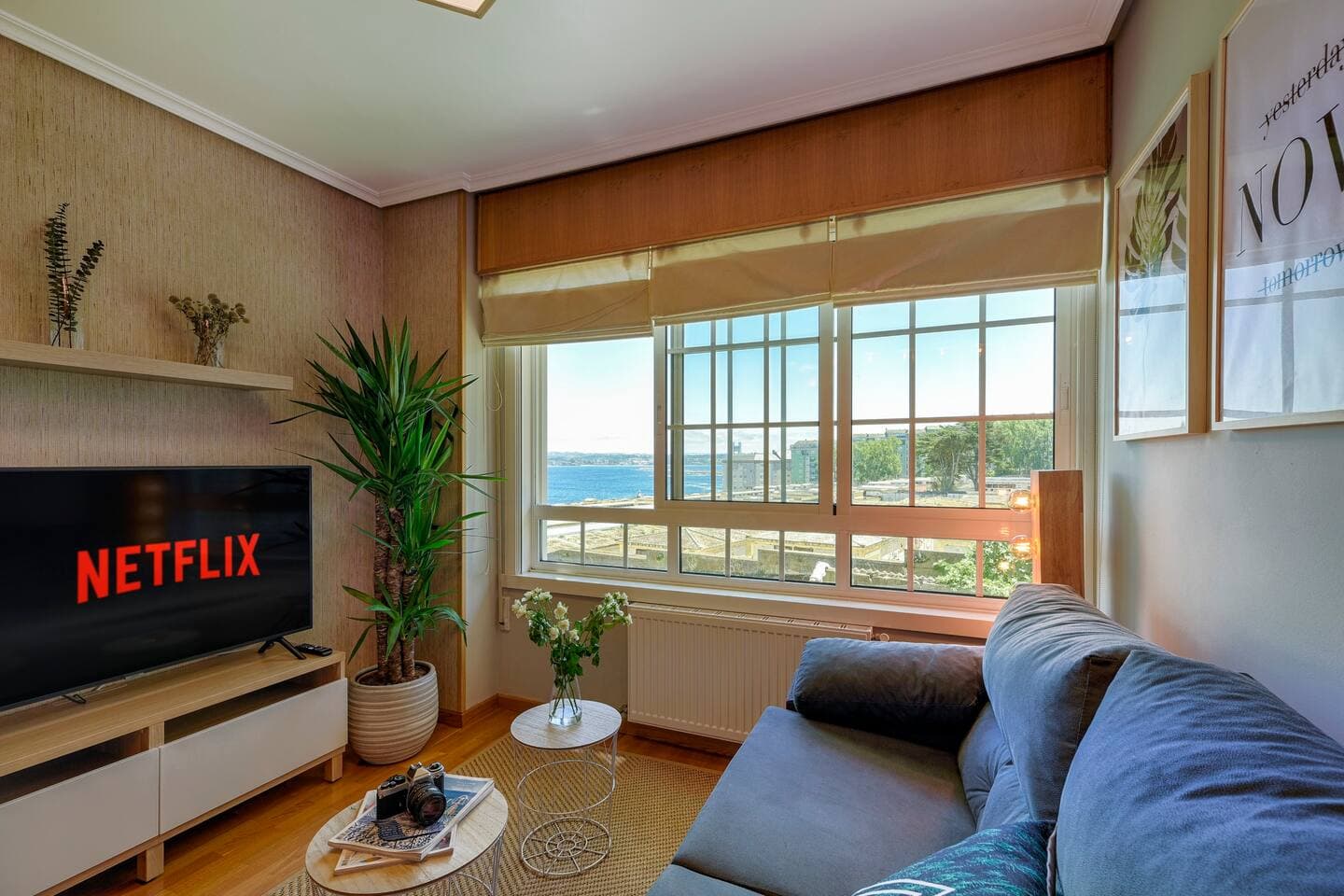 living room- 1 Bedroom apartment for rent in A Coruña