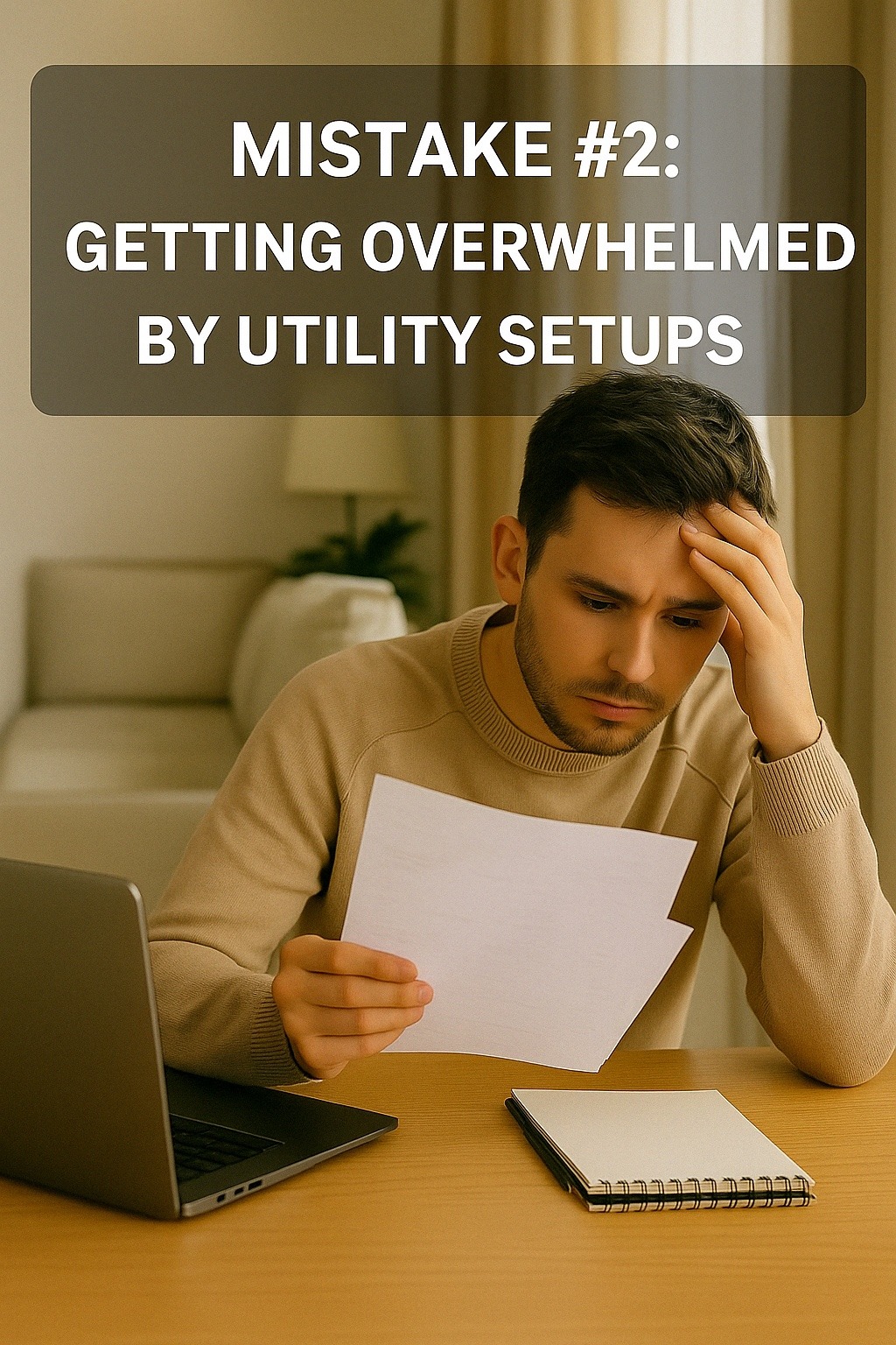 Young expat setting up utilities after moving to Spain, facing common relocation challenges in traditional rentals.